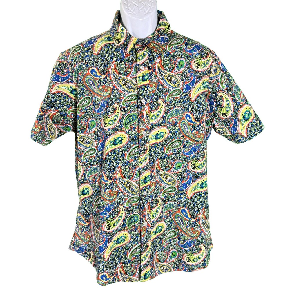 Cremieux Button Down Shirt Mens XL Multi Color Paisley Floral Short Sleeve